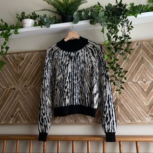 Free People Mock Neck Knit Animal Print Sweater